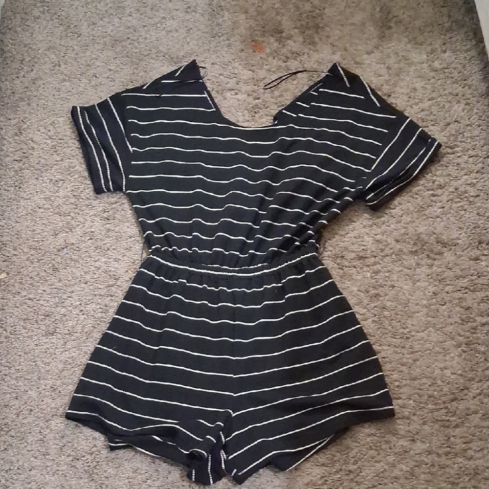 Moon River Black and White Striped Outfit